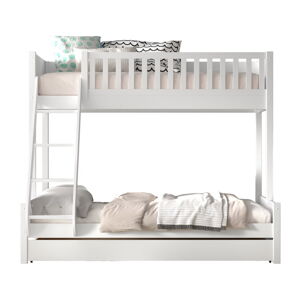 Biela poschodová detská posteľ z borovicového dreva s úložným priestorom 140x200/90x200 cm SCOTT – Vipack