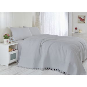 Svetlosivý pléd cez posteľ na dvojlôžko z bavlny Lipsy, 220 × 240 cm