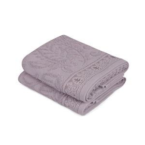 Sada 2 fialových bavlnených uterákov na ruky Catherine, 50 × 90 cm