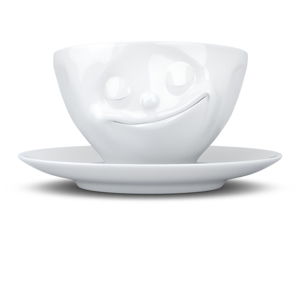 Biely šťastný porcelánový hrnček na kávu 58products, objem 200 ml