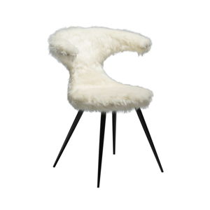 Biela stolička so sedákom z imitácie ovčej kožušiny DAN-FORM Denmark Flair