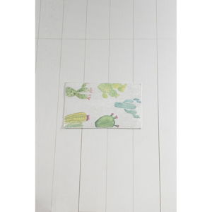 Bielo-zelená kúpeľňová predložka Tropica Cactus I, 60 × 40 cm