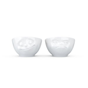 Sada 2 bielych porcelánových kalíškov na vajíčka 58products Happy & Hmpff