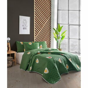 Detská prikrývka cez posteľ s 2 obliečkami na vankúš Eponj Home Avocado, 200 x 220 cm