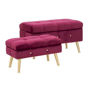Set lavice a podnožky s úložným priestorom ve vínovočervenej farbe Mauro Ferretti Blam