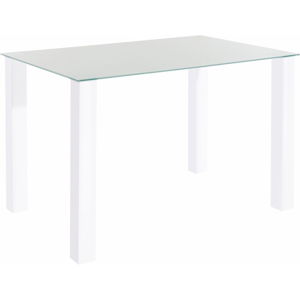 Lesklý biely jedálenský stôl s doskou z tvrdeného skla Støraa Dante, 80 × 120 cm