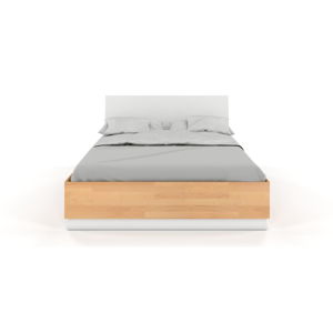 Dvojlôžková posteľ s úložným priestorom z bukového a borovicového dreva SKANDICA Finn BC, 200 x 200 cm