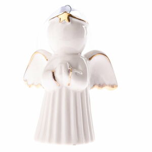 Biely porcelánový závesný anjel Dakls, výška 6 cm