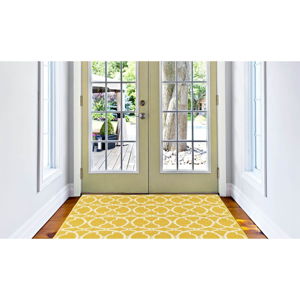 Žltý a umývateľný vonkajší koberec Interlaced, 160 × 230 cm