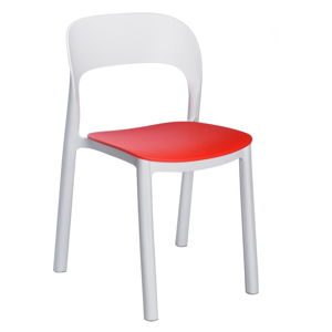Sada 4 bielych záhradných stoličiek s červeným sedákom Resol Ona