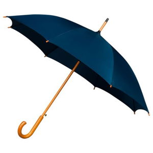 Modrý dáždnik s dreveným madlom Ambiance Wooden, ⌀ 102 cm