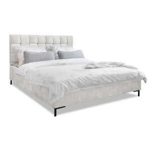 Krémovobiela čalúnená dvojlôžková posteľ s roštom 180x200 cm Eve – Miuform