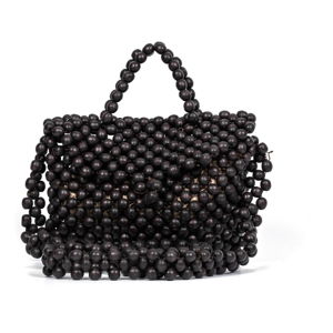 Čierna dámska kabelka z drevených korálikov Nina Beratti Kaili Noir