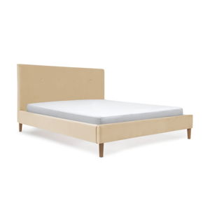 Pieskovohnedá posteľ s prírodnými nohami Vivonita Kent, 140 × 200 cm