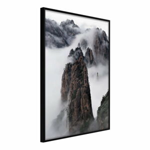 Plagát v ráme Artgeist Clouds Pierced by Mountain Peaks, 30 x 45 cm