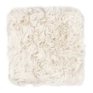 Biely sedák z ovčej kožušiny na jedálenskú stoličku Royal Dream, 40 × 40 cm