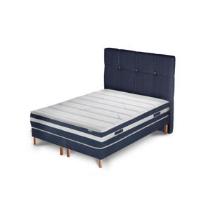Tmavomodrá posteľ s matracom a dvojitým boxspringom Stella Cadente Maison Venus, 180 × 200 cm