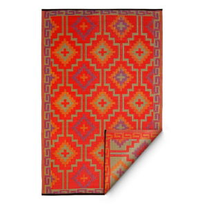 Oranžovo-fialový obojstranný vonkajší koberec z recyklovaného plastu Fab Hab Lhasa Orange & Violet, 150 x 240 cm