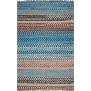 Modrý pruhovaný koberec Eco Rugs Kirin, 80 × 150 cm