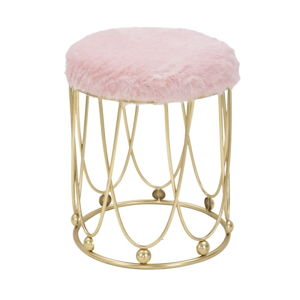 Ružová polstrovaná stolička so železnou konštrukciou v zlatej farbe Mauro Ferretti Amelia