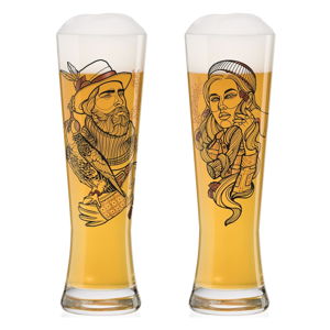 Sada 2 pivných pohárov z krištáľového skla Ritzenhoff Black Label Vladi Bott, 660 ml