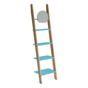 Tyrkysová drevená oporná polica so zrkadlom Ragaba Ashme Ladder