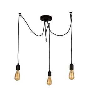 Čierne závesné svietidlo Wire Hanging Lamp Larro, 3 žiarovky