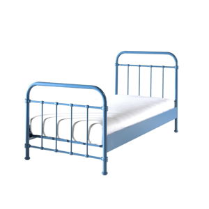 Modrá kovová detská posteľ Vipack New York, 90 × 200 cm