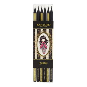 Sada 6 ceruziek zlatej a čiernej farby Gorjuss Lady Bird