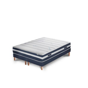 Tmavomodrá posteľ s matracom a dvojitým boxspringom Stella Cadente Maison Venus Europe, 140 × 200 cm