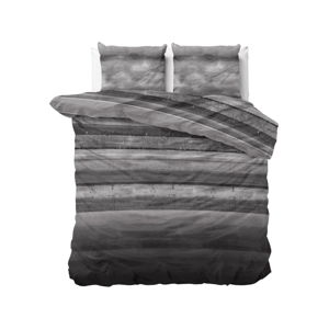 Sivé flanelové obliečky na dvojposteľ Sleeptime Marcus, 140 x 220 cm