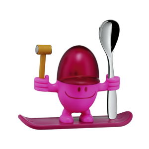 Červeno-ružový stojan na vajíčko s lyžičkou WMF Cromargan® Mc Egg