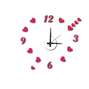 Nástenné samolepiace hodiny Mauro Ferretti Hearts, ⌀ 50 cm