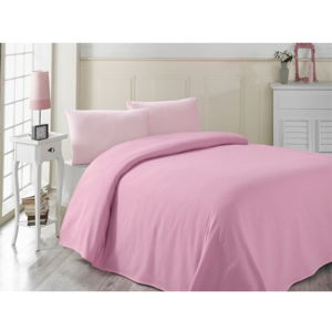Ružová ľahká prikrývka cez posteľ Pembe, 200 x 230 cm