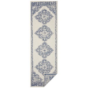 Modro-krémový vonkajší koberec NORTHRUGS Cofete, 80 x 350 cm
