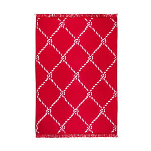 Červeno-biely obojstranný koberec Rope, 140 × 215 cm
