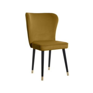 Horčicová jedálenská stolička s detailmi v zlatej farbe JohnsonStyle Odette French Velvet