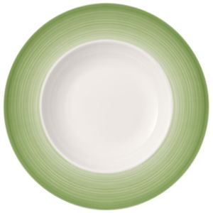 Zeleno-biely hlboký tanier z porcelánu Villeroy & Boch Colourful Life, 30 cm