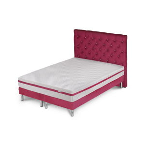 Ružová posteľ s matracom a dvojitým boxspringom Stella Cadente Pluton Forme, 180 × 200 cm