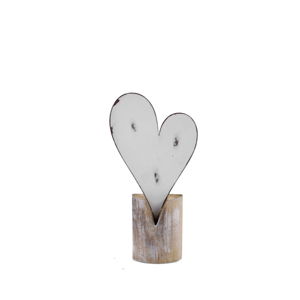 Malá kovová dekorácia na drevenom podstavci s motívom srdca Ego Dekor, 11 × 22 cm