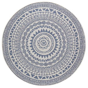 Modro-krémový vonkajší koberec NORTHRUGS Coron, ø 200 cm