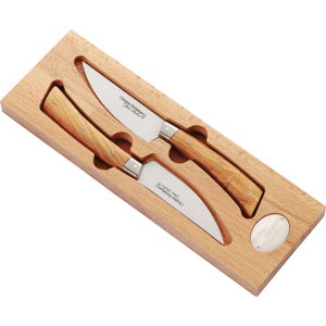 Sada 2 nožov z antikoro ocele v drevenom úložnom boxe Jean Dubost Handmade