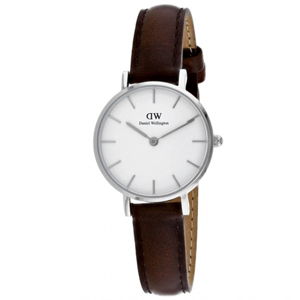 Dámske hodinky s koženým remienkom a bielym ciferníkom v striebornej farbe Daniel Wellington Petite Bristol, ⌀ 28 mm