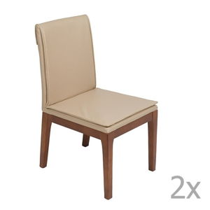 Sada 2 krémovo-bielych jedálenských stoličiek s konštrukciou z dubového dreva Santiago Pons Donato