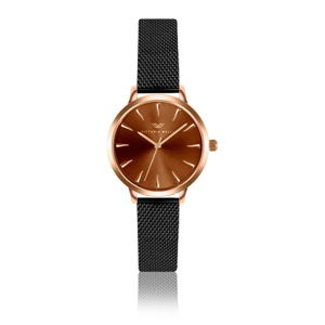 Dámske hodinky s remienkom z antikoro ocele v čiernej farbe Victoria Walls Amber