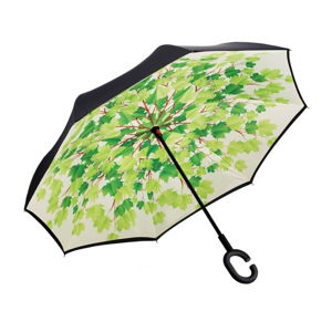 Zeleno-čierny dáždnik Leaves, ⌀ 105 cm