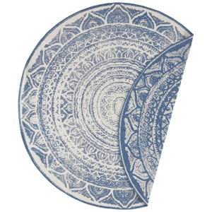 Modro-krémový vonkajší koberec Bougari Siruma, ø 140 cm