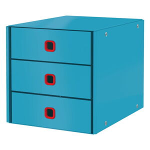 Modrý zásuvkový box s 3 zásuvkami Leitz Cosy Click & Store