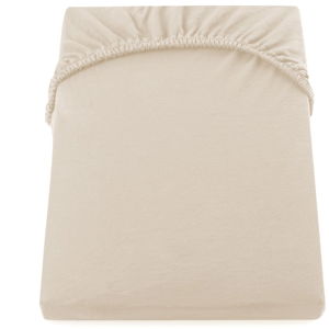 Béžová elastická bavlnená plachta DecoKing Amber Collection, 200 × 220 cm