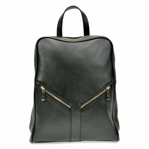 Čierny kožený batoh Roberta M, 27 x 34 cm